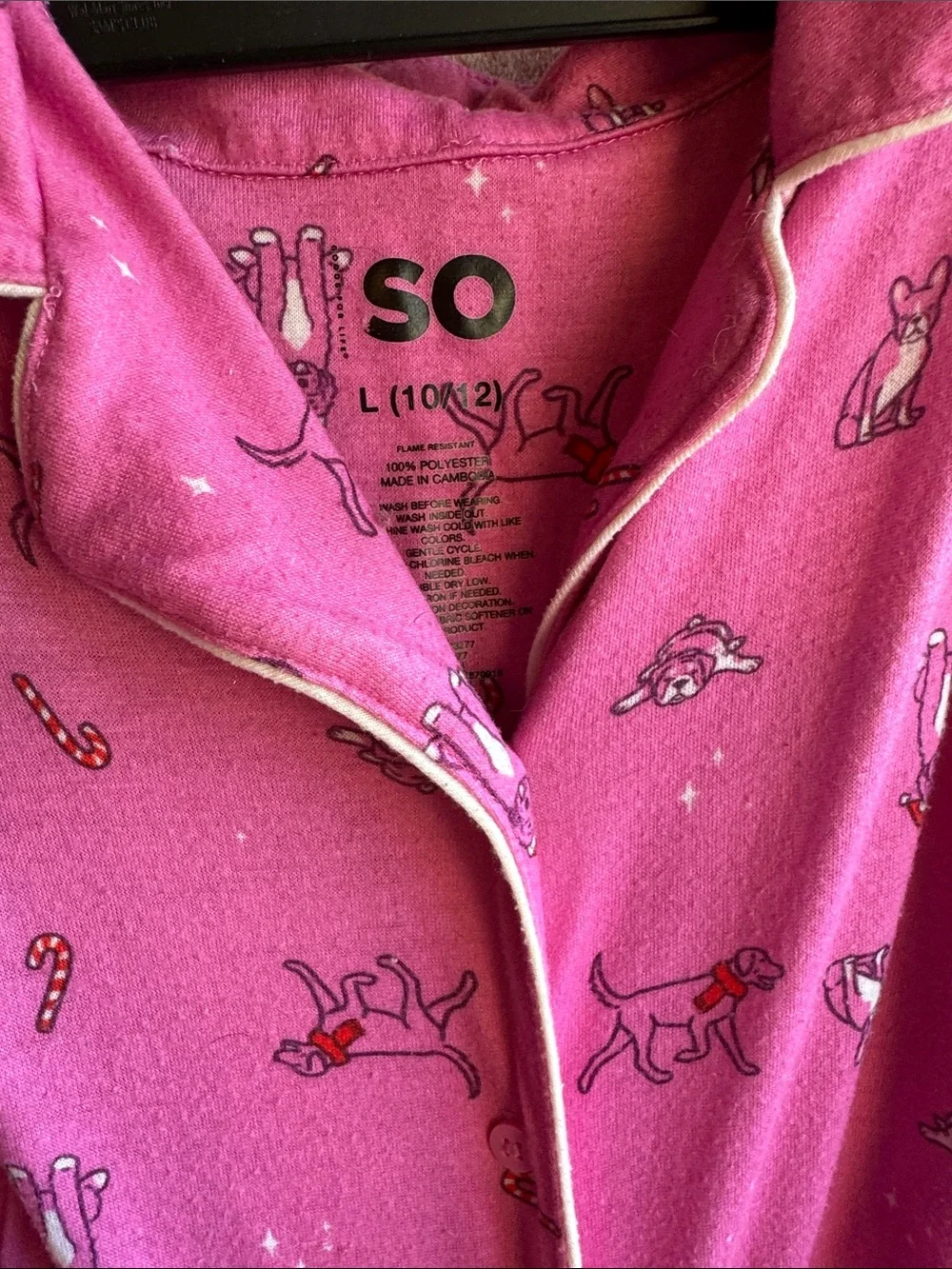 Pink Christmas Pajama Set Girls L 10/12